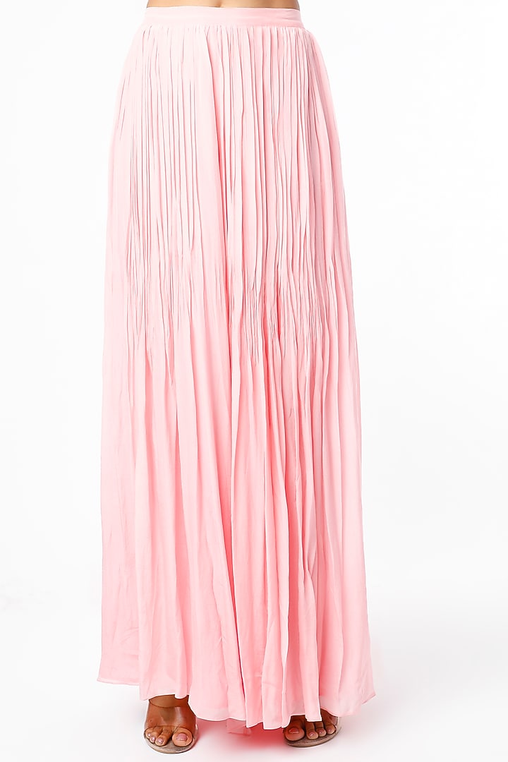Baby Pink Crepe & Viscose Organza Wedding Sharara Set by Ease at Pernia's Pop Up Shop