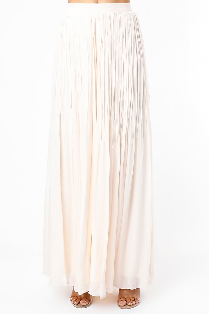 Blush Pink Crepe & Viscose Organza Wedding Sharara Set by Ease at Pernia's Pop Up Shop