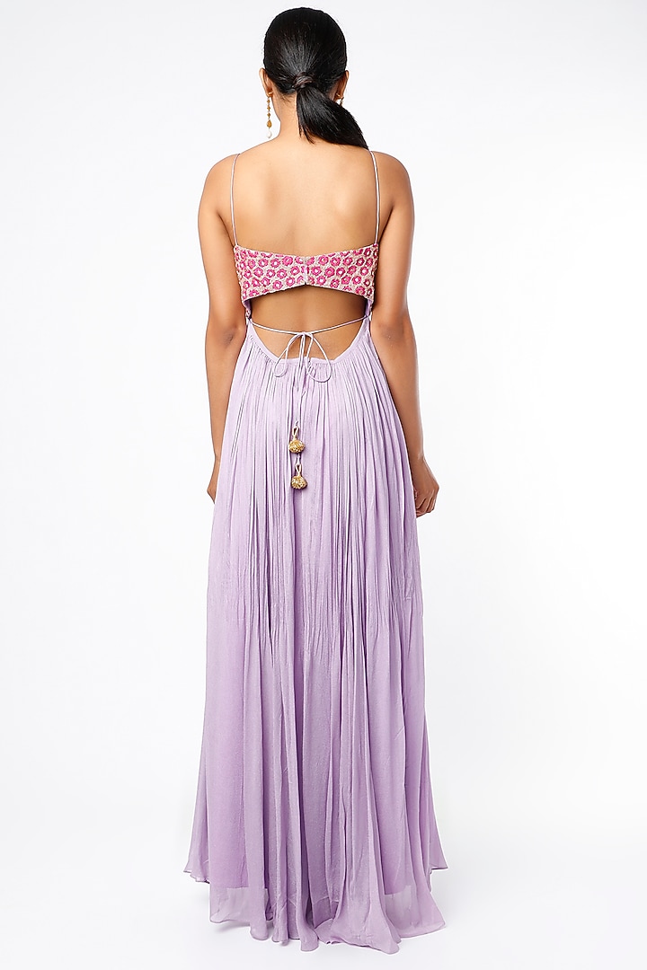 Lilac Aari Embroidered Wedding Anarkali Set by Ease at Pernia's Pop Up Shop