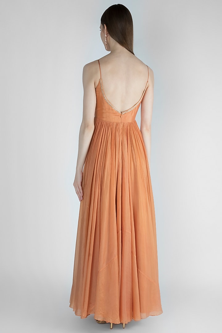 Peach Embroidered Wedding Anarkali With Dupatta by Ease at Pernia's Pop Up Shop