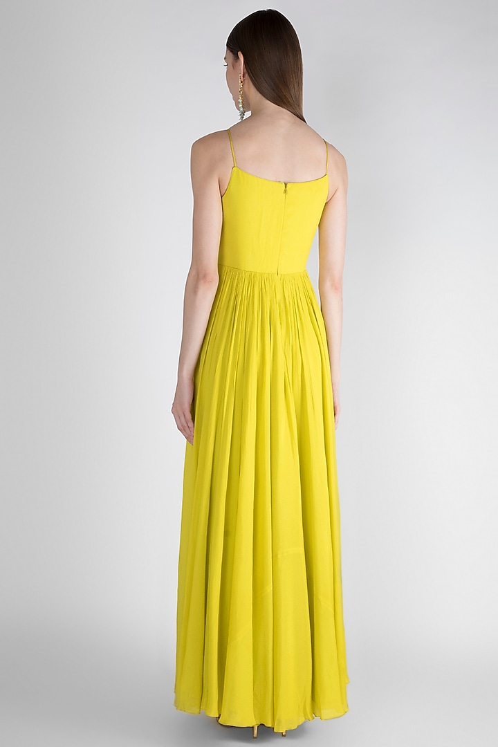 Lime Green Embroidered Wedding Anarkali With Dupatta by Ease at Pernia's Pop Up Shop