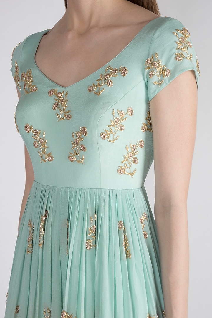 Sky Blue Embroidered Wedding Anarkali With Dupatta by Ease at Pernia's Pop Up Shop