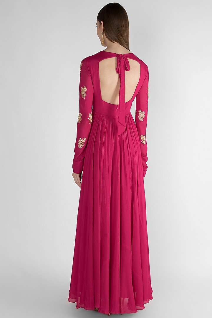 Fuchsia Embroidered Wedding Anarkali With Dupatta by Ease at Pernia's Pop Up Shop