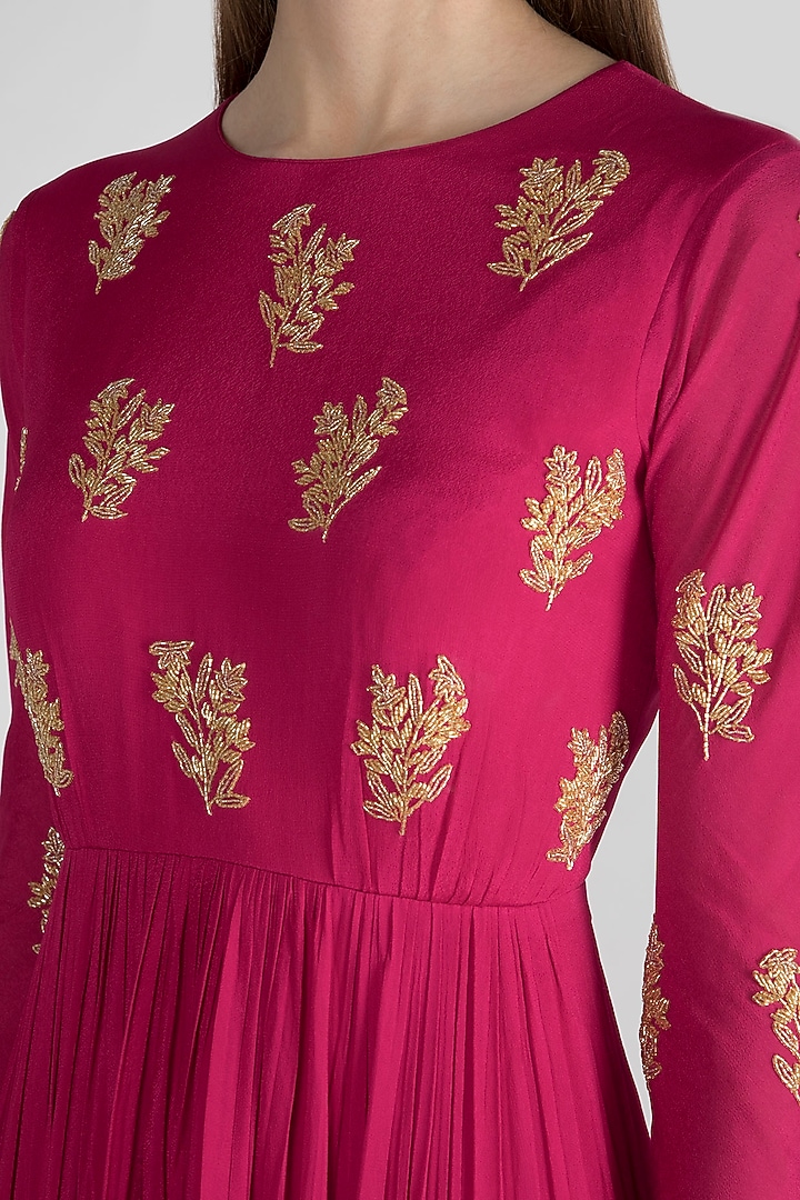 Fuchsia Embroidered Wedding Anarkali With Dupatta by Ease at Pernia's Pop Up Shop