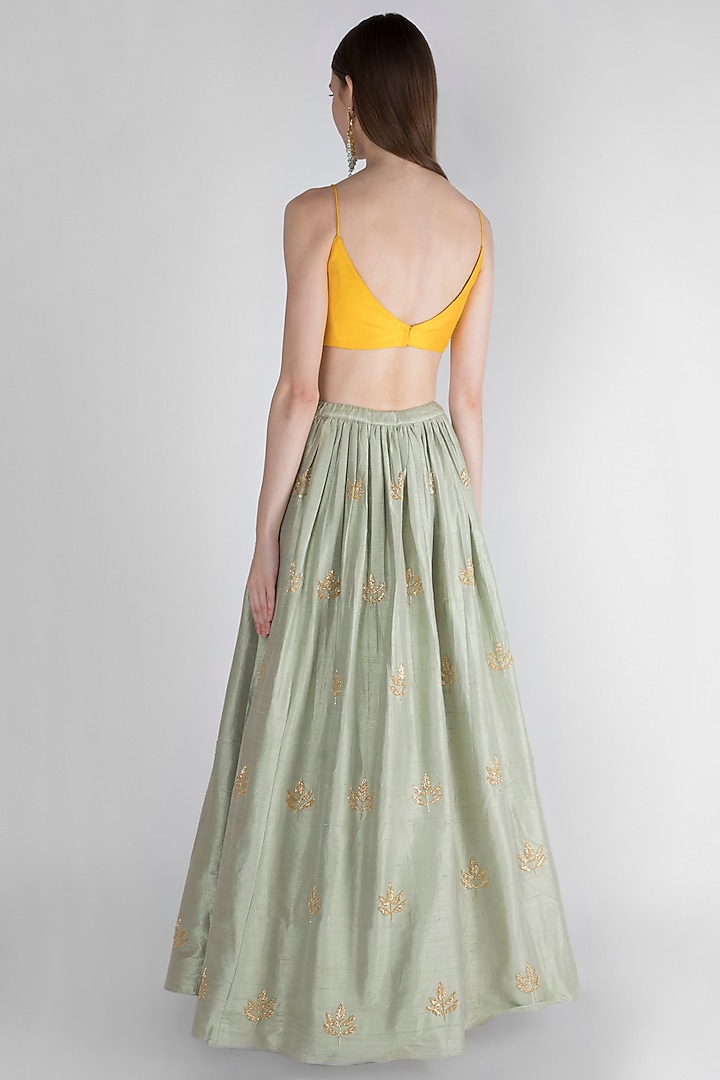 Mint Green Embroidered Wedding Lehenga Set by Ease at Pernia's Pop Up Shop
