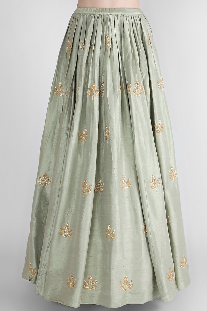 Mint Green Embroidered Wedding Lehenga Set by Ease at Pernia's Pop Up Shop