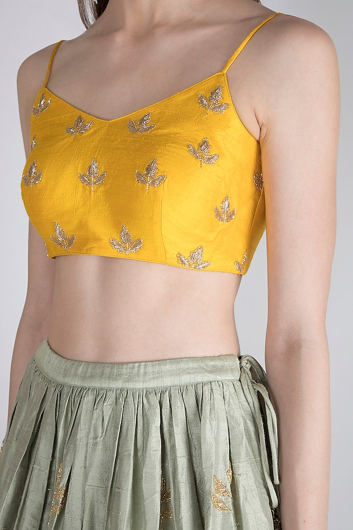Mint Green Embroidered Wedding Lehenga Set by Ease at Pernia's Pop Up Shop
