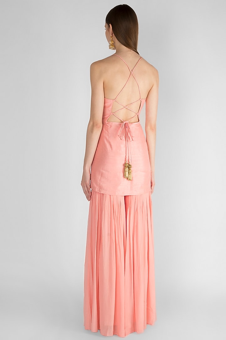 Blush Pink Embroidered Wedding Sharara Set by Ease at Pernia's Pop Up Shop