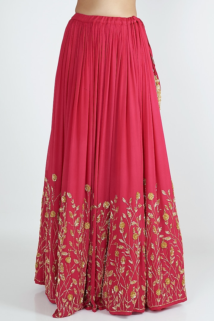 Rani Pink Embroidered Wedding Lehenga Set by Ease at Pernia's Pop Up Shop