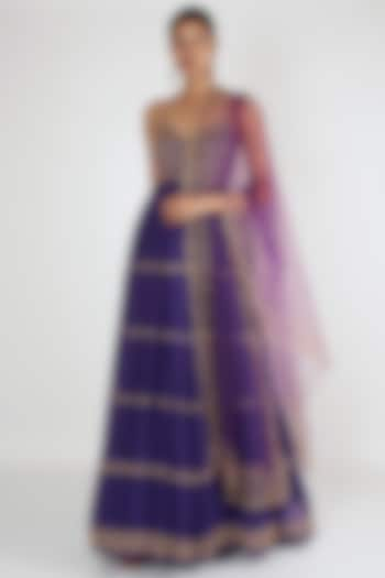 Purple Embroidered Anarkali With Dupatta by Ease at Pernia's Pop Up Shop