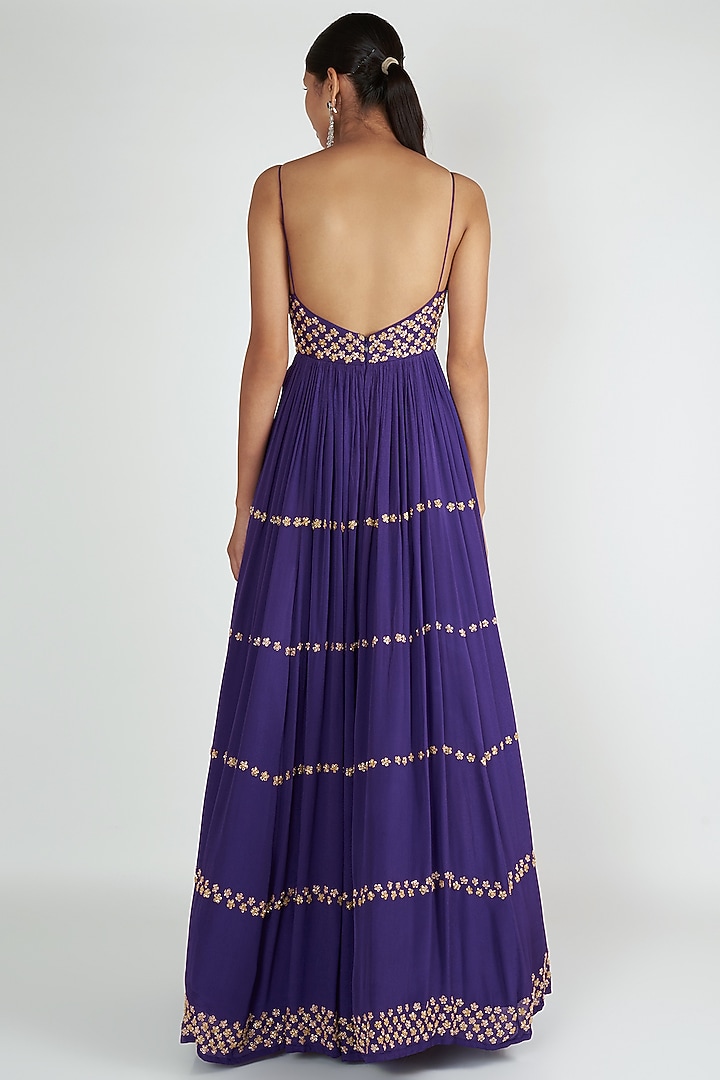 Purple Embroidered Wedding Anarkali With Dupatta by Ease at Pernia's Pop Up Shop