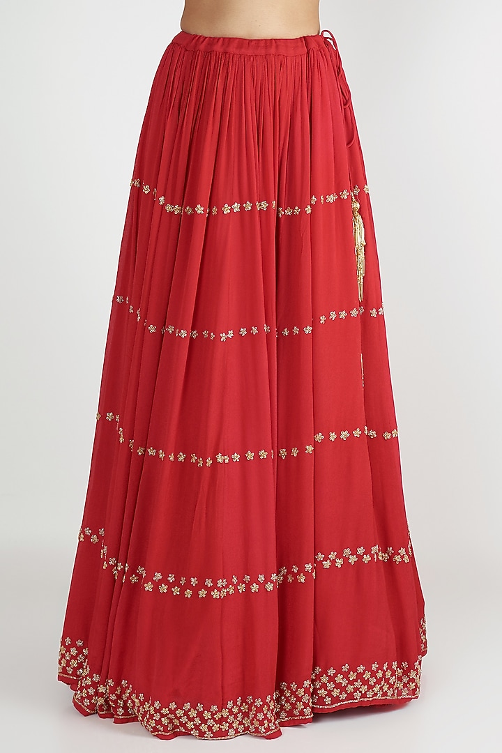 Red Embroidered Wedding Lehenga Set by Ease at Pernia's Pop Up Shop