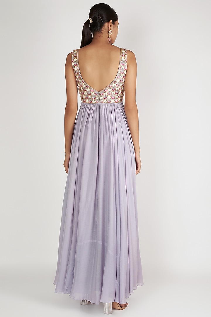Lavender Embroidered Wedding Anarkali With Dupatta by Ease at Pernia's Pop Up Shop