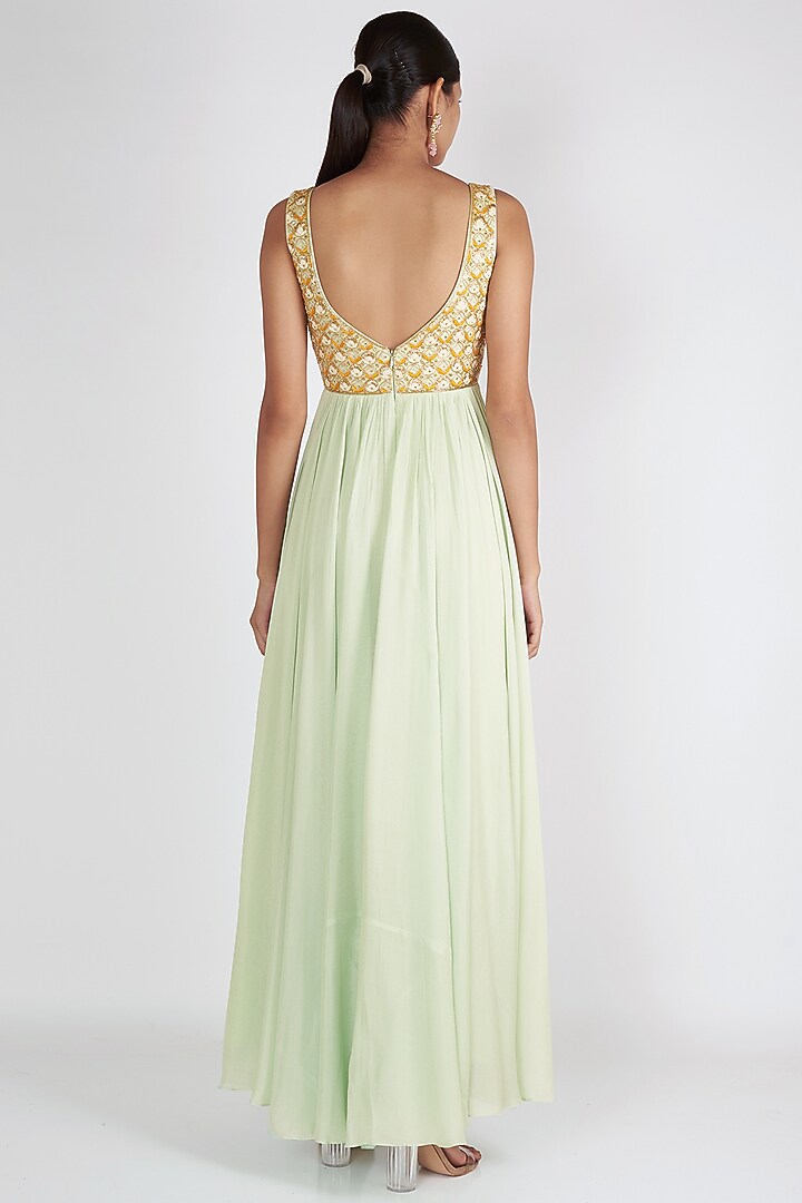 Light Mint Blue Embroidered Wedding Anarkali With Dupatta by Ease at Pernia's Pop Up Shop