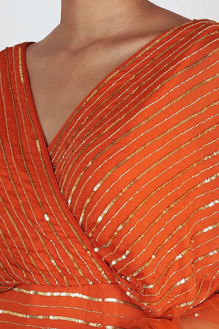 Orange Overlap Kurta With Sharara Set by Ease at Pernia's Pop Up Shop