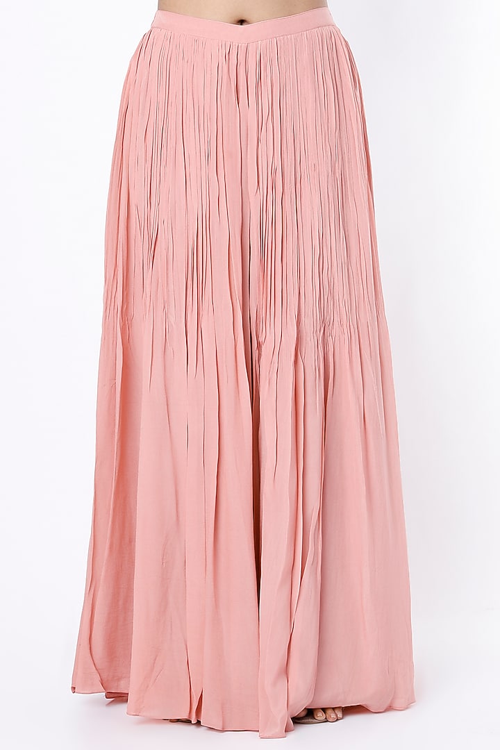 Blush Pink Crepe & Viscose Organza Wedding Sharara Set by Ease at Pernia's Pop Up Shop