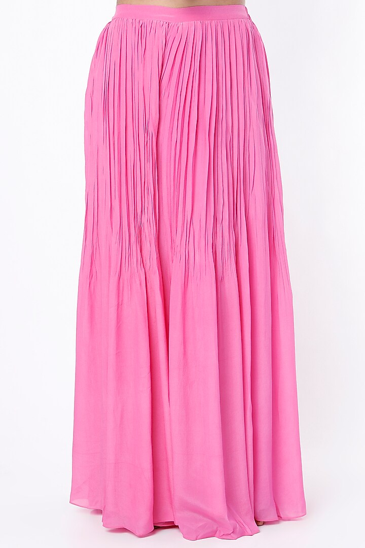 Bubblegum Pink Crepe & Viscose Organza Wedding Sharara Set by Ease at Pernia's Pop Up Shop