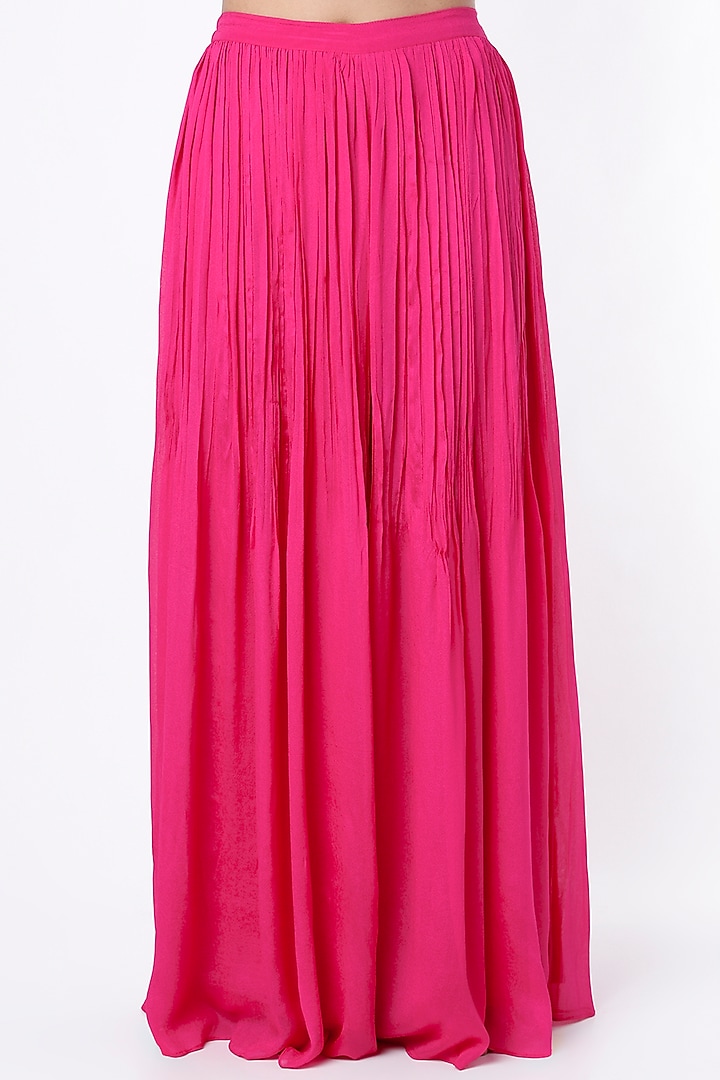Rani Pink Crepe & Viscose Organza Wedding Sharara Set by Ease at Pernia's Pop Up Shop