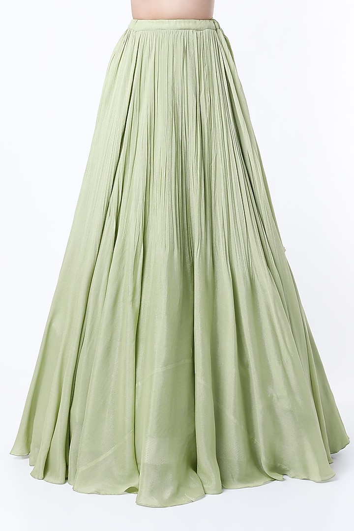 Pista Green Crepe Wedding Lehenga Set by Ease at Pernia's Pop Up Shop