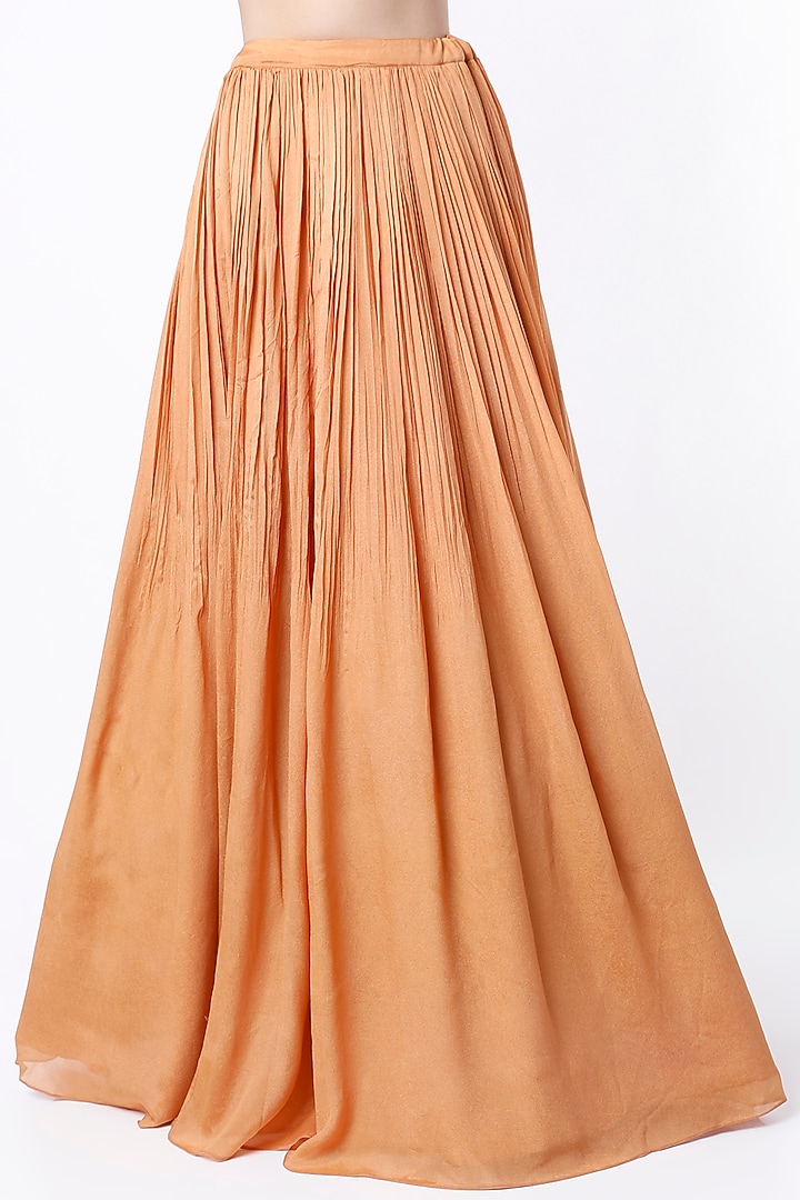 Peach Crepe Wedding Lehenga Set by Ease at Pernia's Pop Up Shop