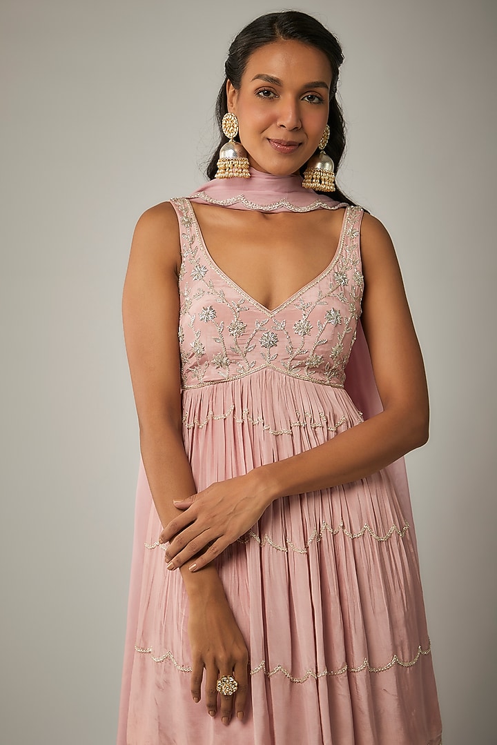 Pink Pure Crepe Wedding Sharara Set by Ease at Pernia's Pop Up Shop