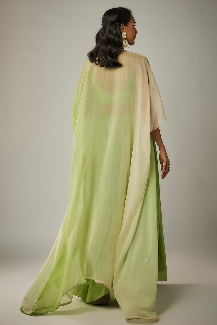 Parrot Green Pure Crepe Party Wear Sharara Set by Ease at Pernia's Pop Up Shop