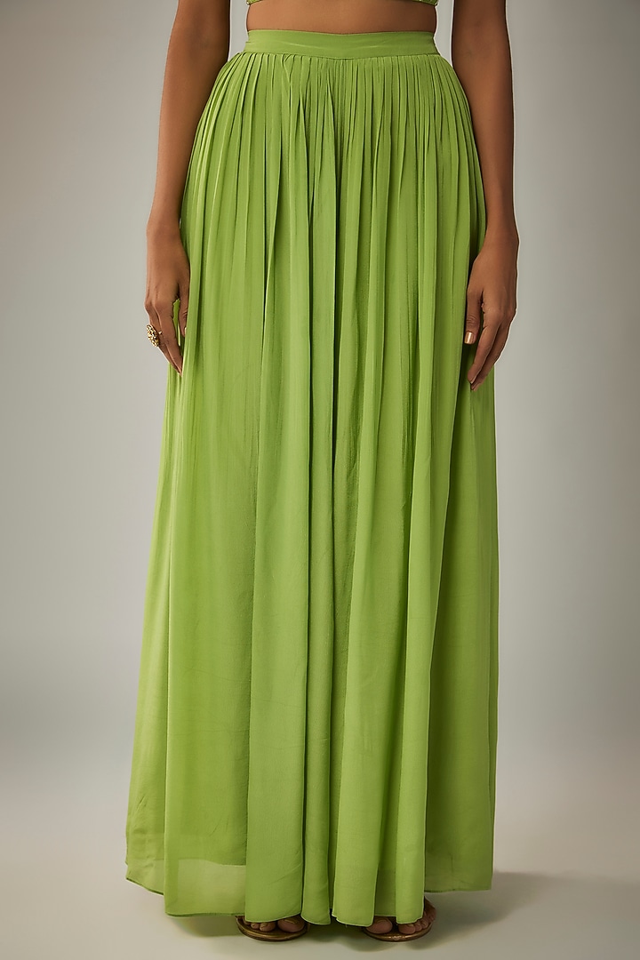 Parrot Green Pure Crepe Party Wear Sharara Set by Ease at Pernia's Pop Up Shop