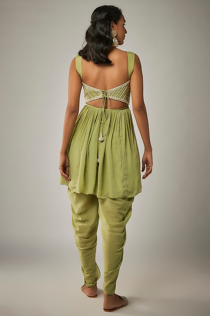 Light Pista Pure Crepe Dhoti Set by Ease at Pernia's Pop Up Shop