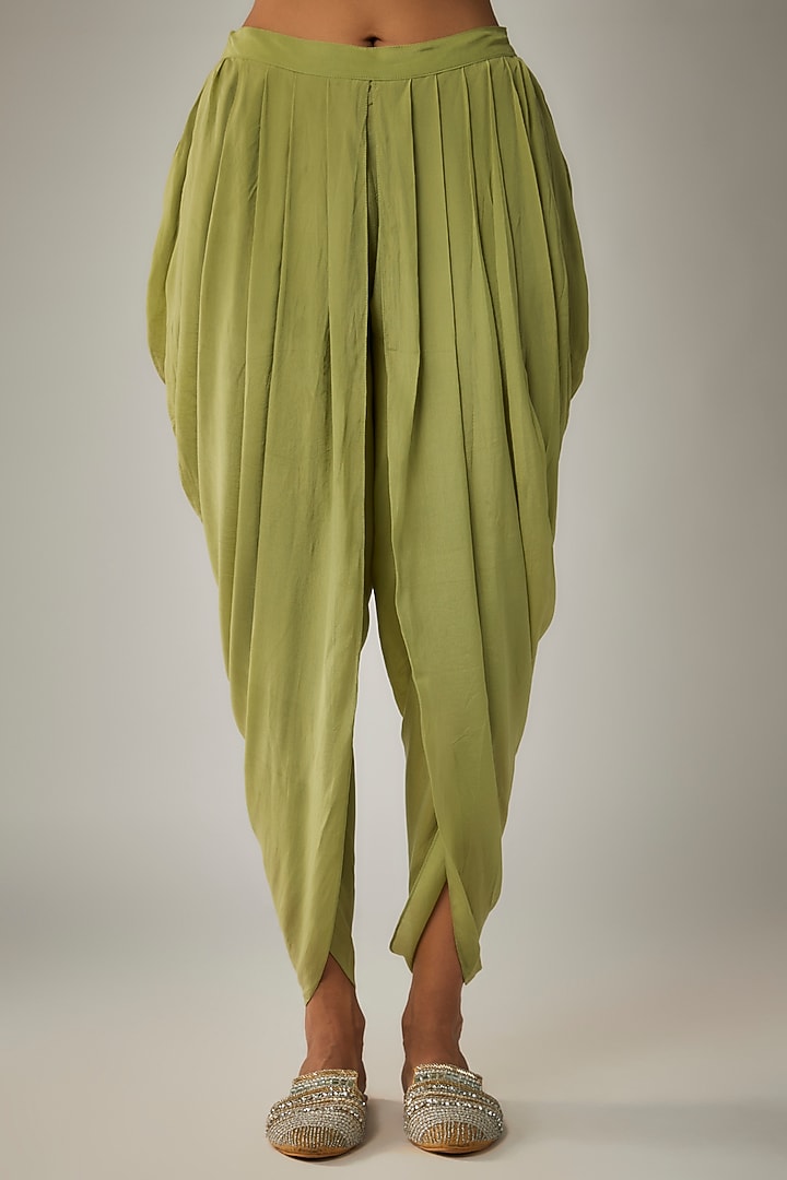 Light Pista Pure Crepe Dhoti Set by Ease at Pernia's Pop Up Shop