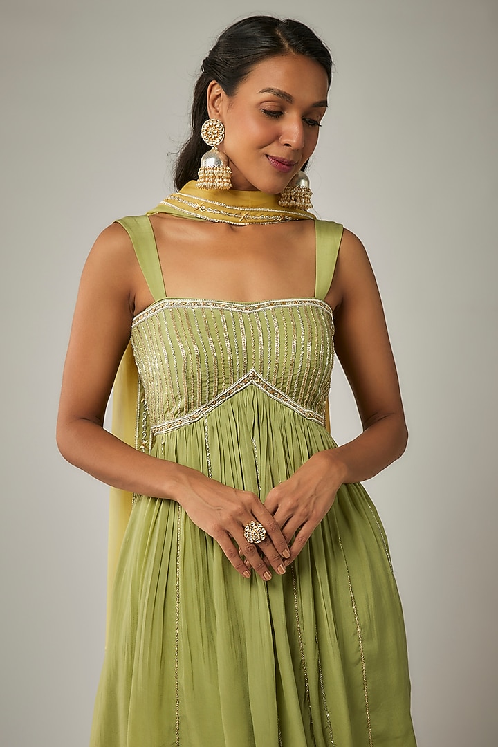 Light Pista Pure Crepe Dhoti Set by Ease at Pernia's Pop Up Shop