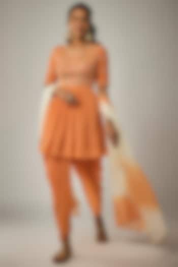 Orange Pure Crepe Dhoti Set by Ease at Pernia's Pop Up Shop