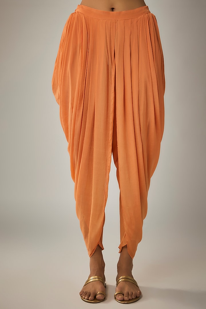 Orange Pure Crepe Dhoti Set by Ease at Pernia's Pop Up Shop