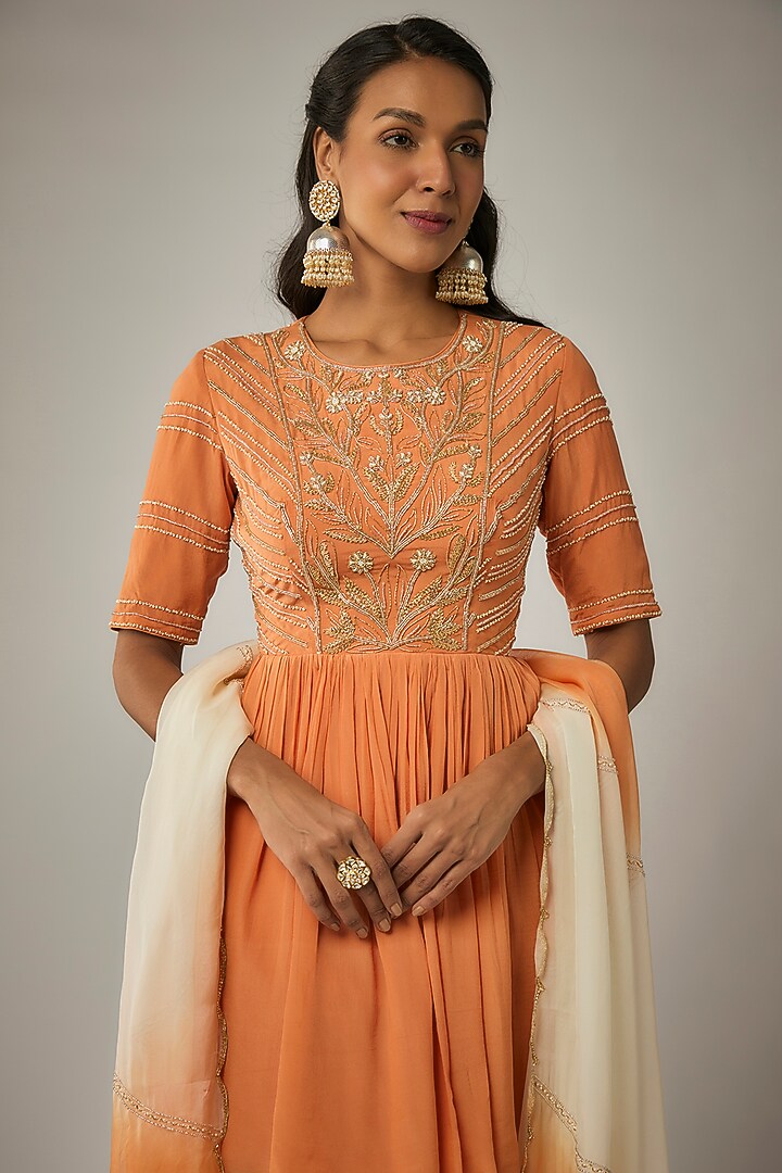 Orange Pure Crepe Dhoti Set by Ease at Pernia's Pop Up Shop