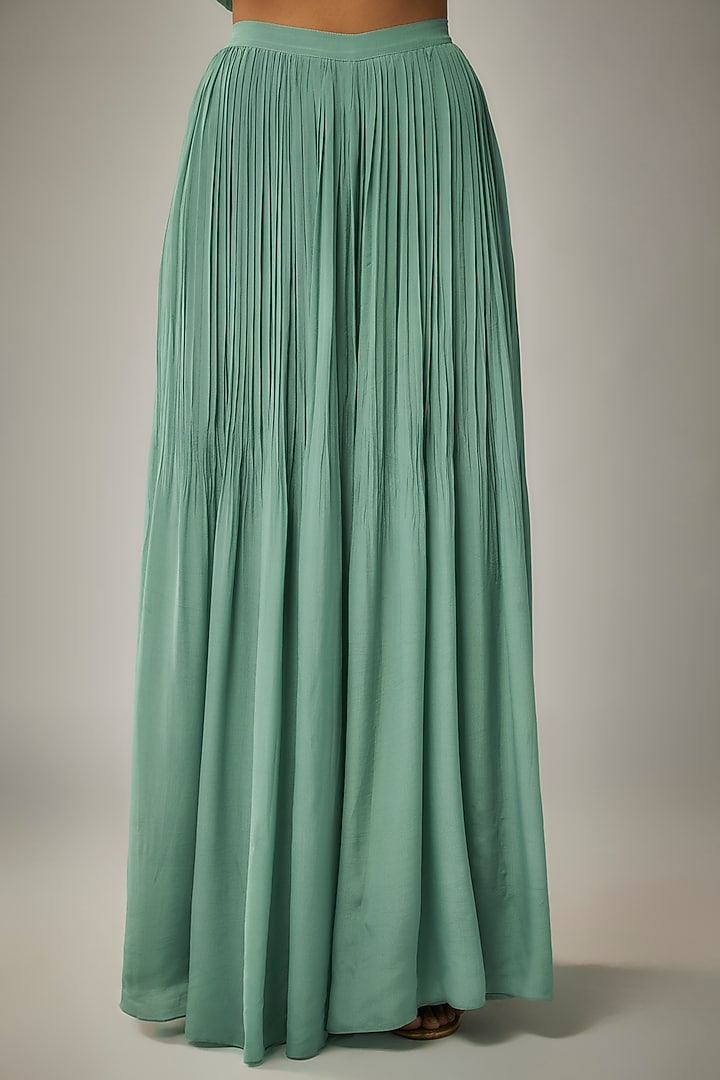 Turquoise Pure Crepe Wedding Sharara Set by Ease at Pernia's Pop Up Shop