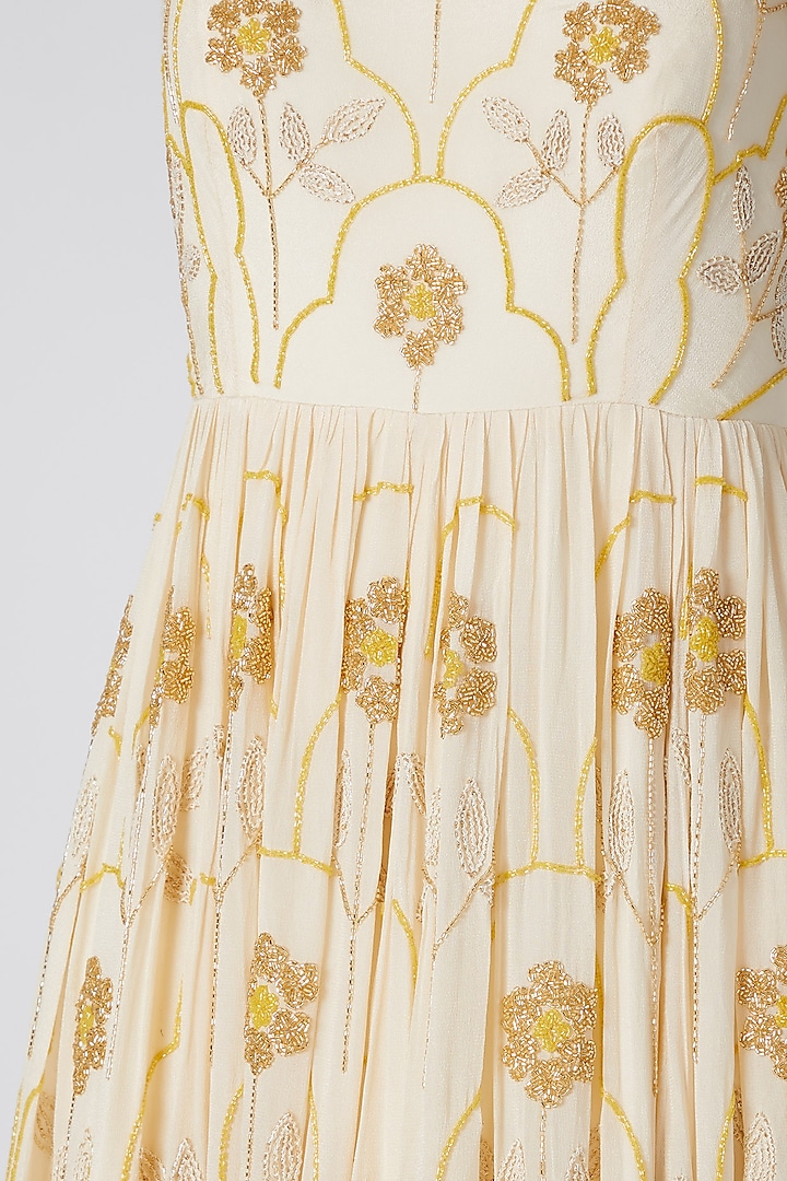 Off White Embroidered Wedding Anarkali With Dupatta by Ease at Pernia's Pop Up Shop