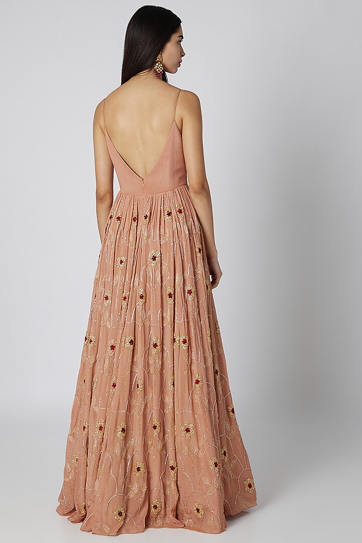 Mauve Pink Embroidered Wedding Anarkali With Dupatta by Ease at Pernia's Pop Up Shop