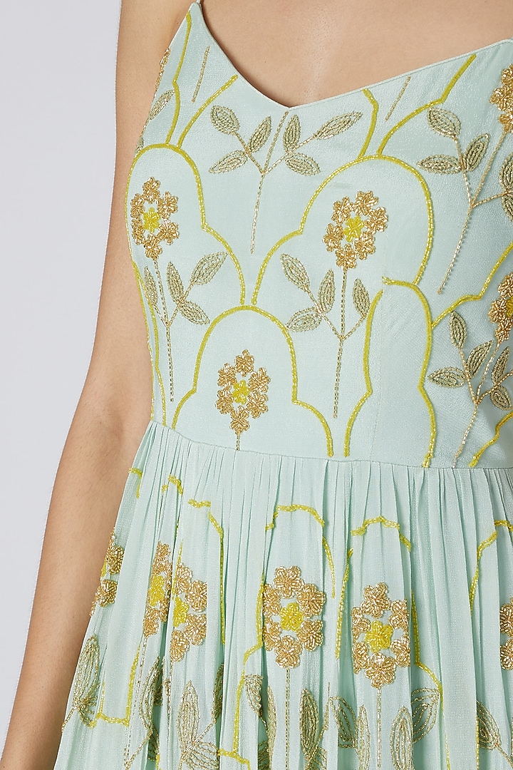 Mint Embellished Wedding Anarkali With Dupatta by Ease at Pernia's Pop Up Shop