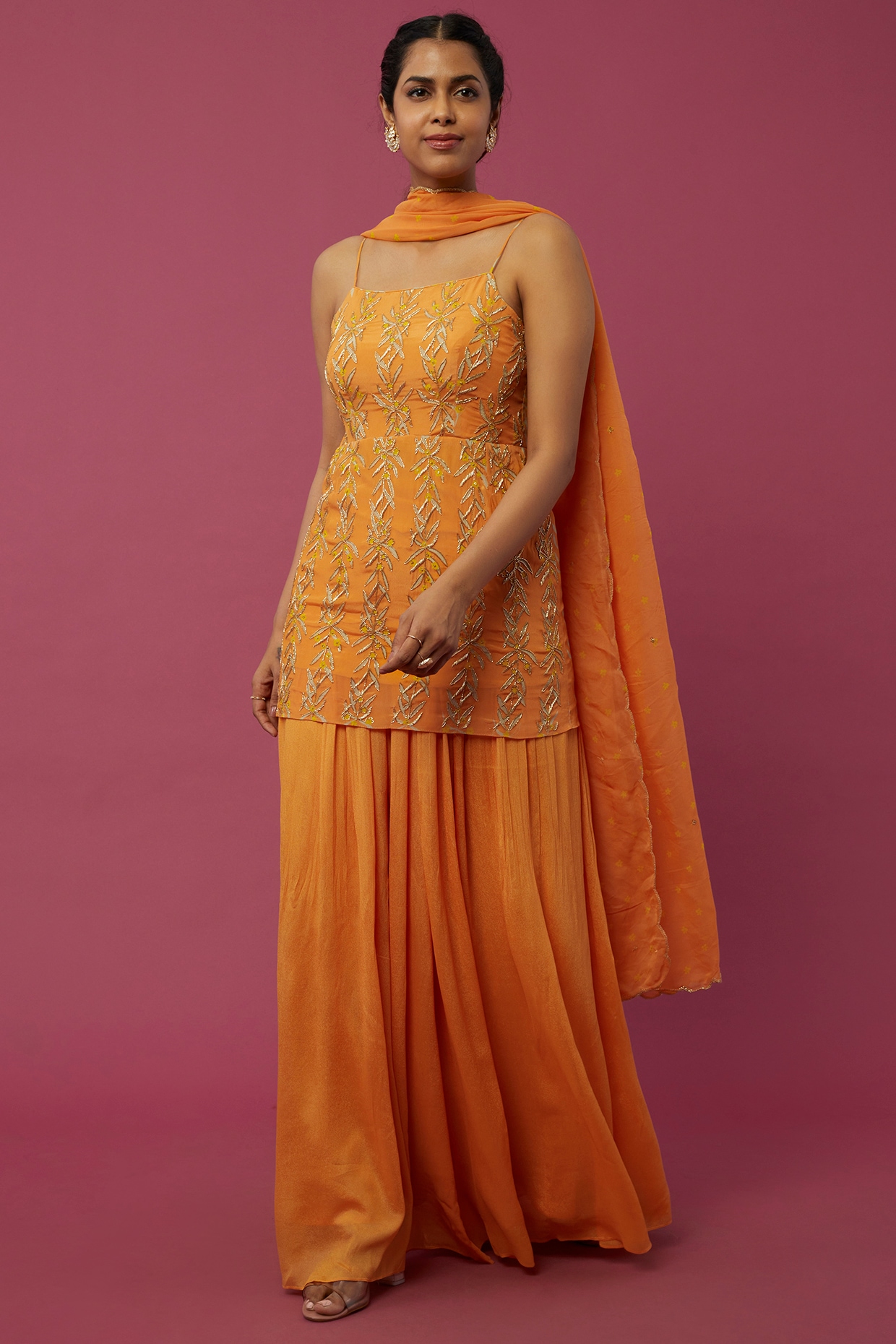 orange sharara set