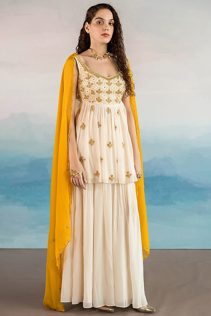 Off-White Sharara Set by Ease