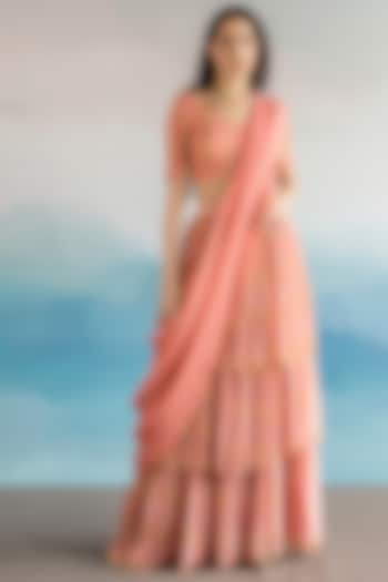 Mauve Pink Printed Pre-Stitched Saree Set by Ease