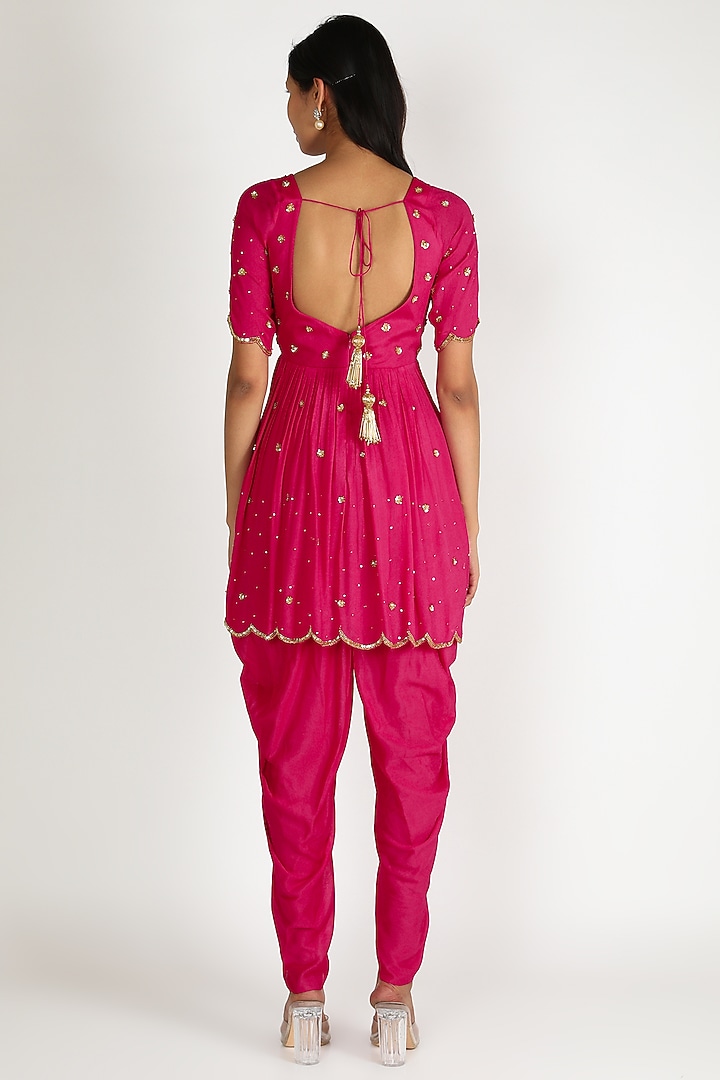 Rani Pink Embroidered Wedding Sharara Set by Ease at Pernia's Pop Up Shop