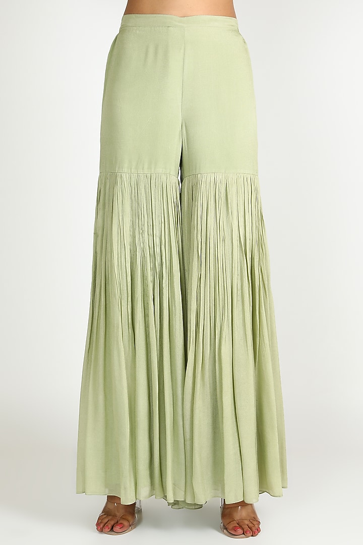 Pista Green Embroidered Wedding Sharara Set by Ease at Pernia's Pop Up Shop