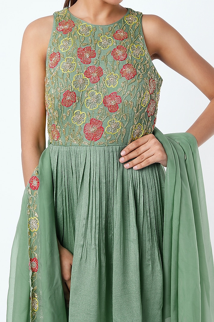 Medium Turquoise Crepe & Viscose Wedding Sharara Set by Ease at Pernia's Pop Up Shop