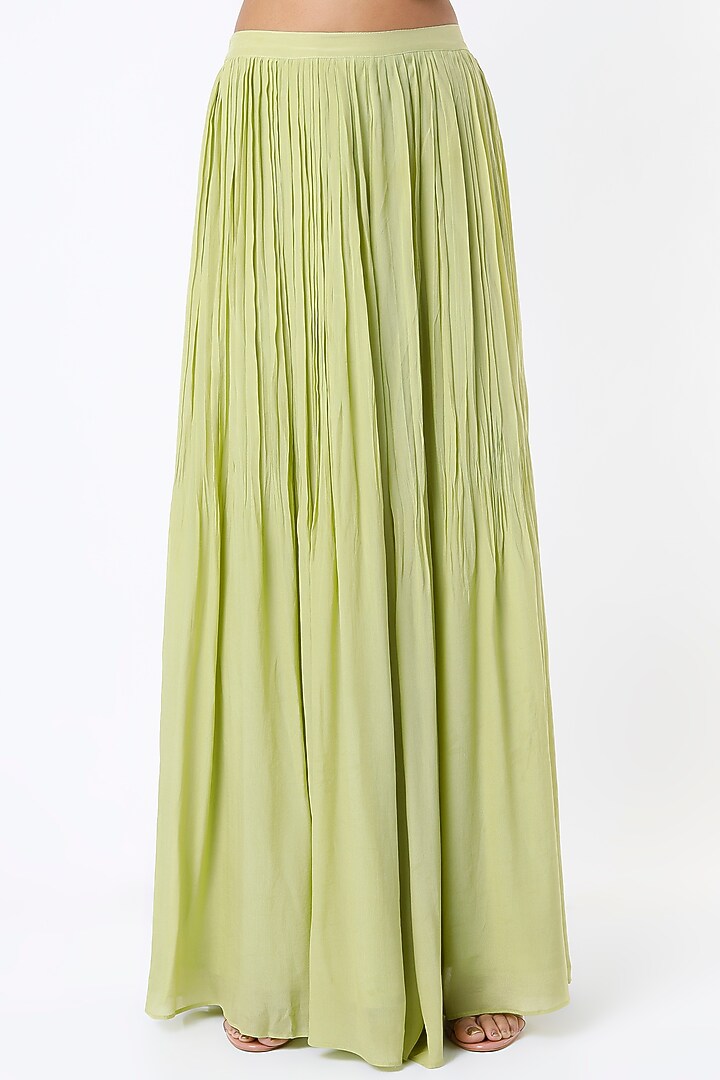 Pista Green Crepe & Viscose Wedding Sharara Set by Ease at Pernia's Pop Up Shop