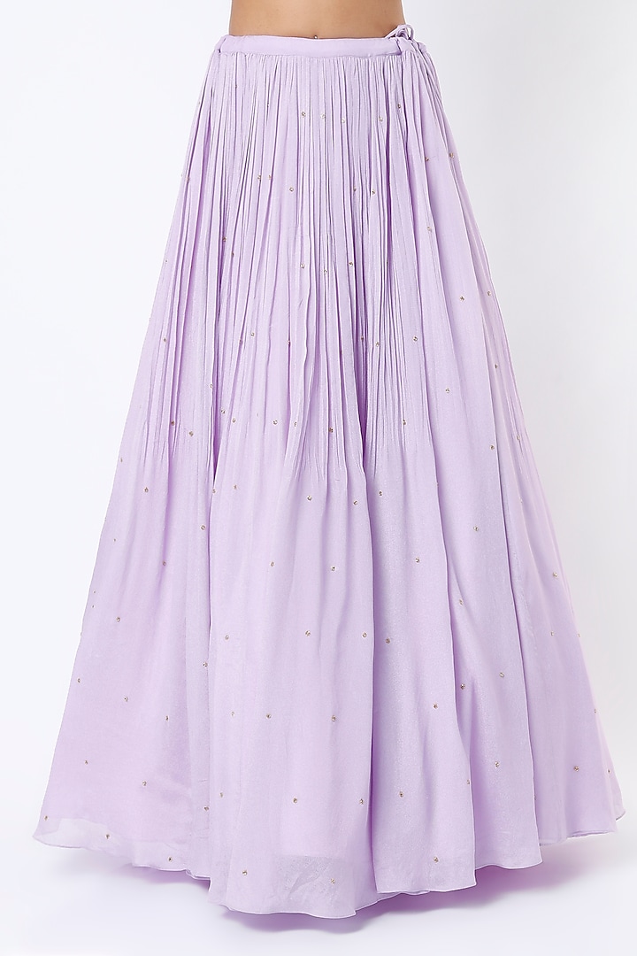 Lavender Crepe & Viscose Scalloped Wedding Lehenga Set by Ease at Pernia's Pop Up Shop