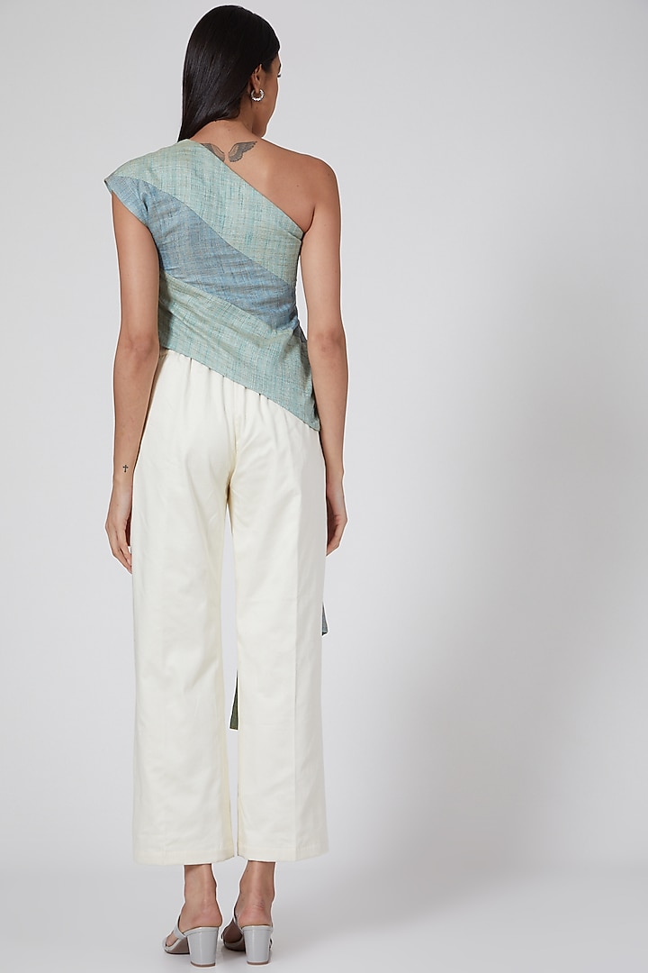 Cobalt Blue Handcrafted Off-Shoulder Asymmetrical Top by EAST 14 at Pernia's Pop Up Shop
