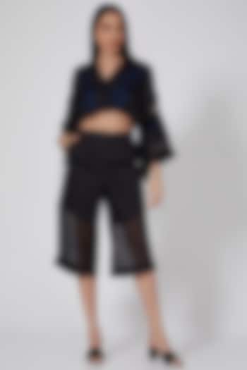 Black High-Waisted Pants In Cotton Satin by EAST 14