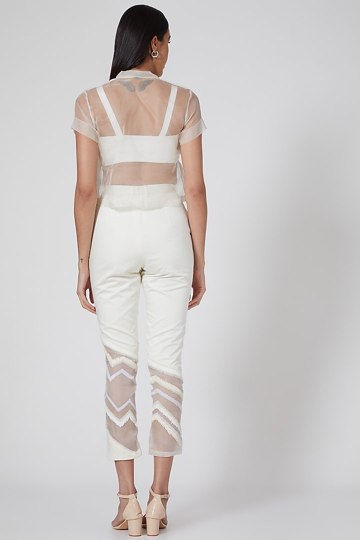 White Silk Organza Sheer Shirt by EAST 14 at Pernia's Pop Up Shop