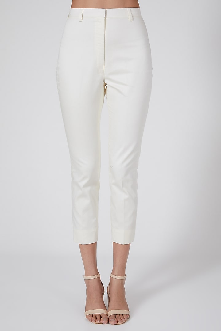 Ivory High-Waisted Trousers by EAST 14 at Pernia's Pop Up Shop