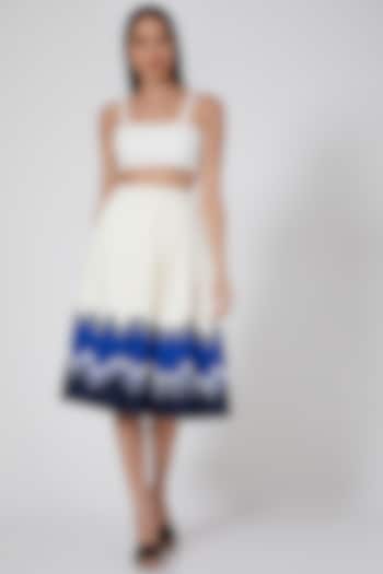 Ivory Embroidered Pleated A-line Skirt by EAST 14